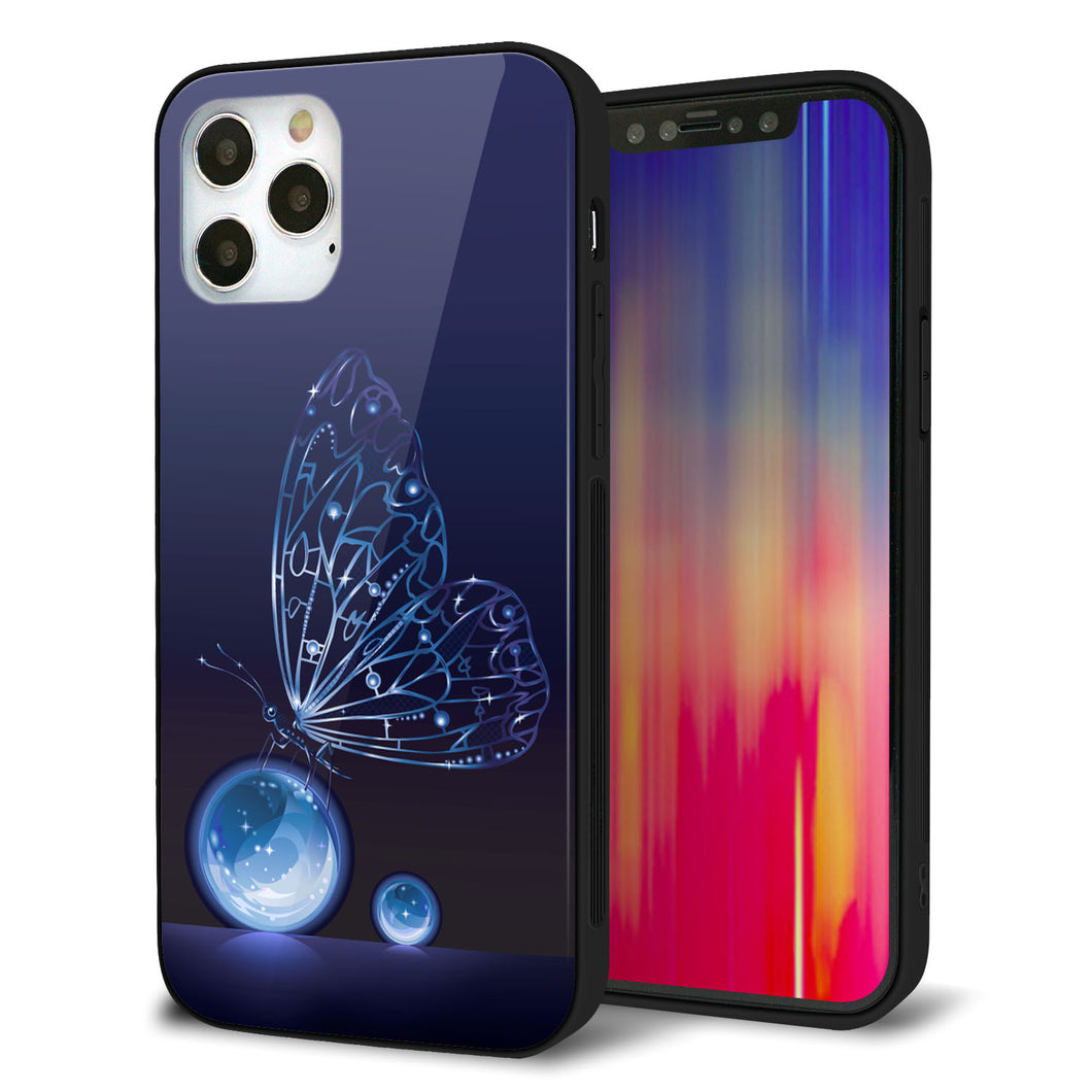 iPhone12 Pro 強化ガラス＆TPUスマホケース ガラプリ【418 神秘の蝶】