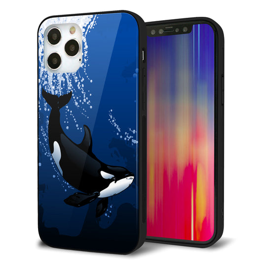 iPhone12 Pro 強化ガラス＆TPUスマホケース ガラプリ【423 シャチ】