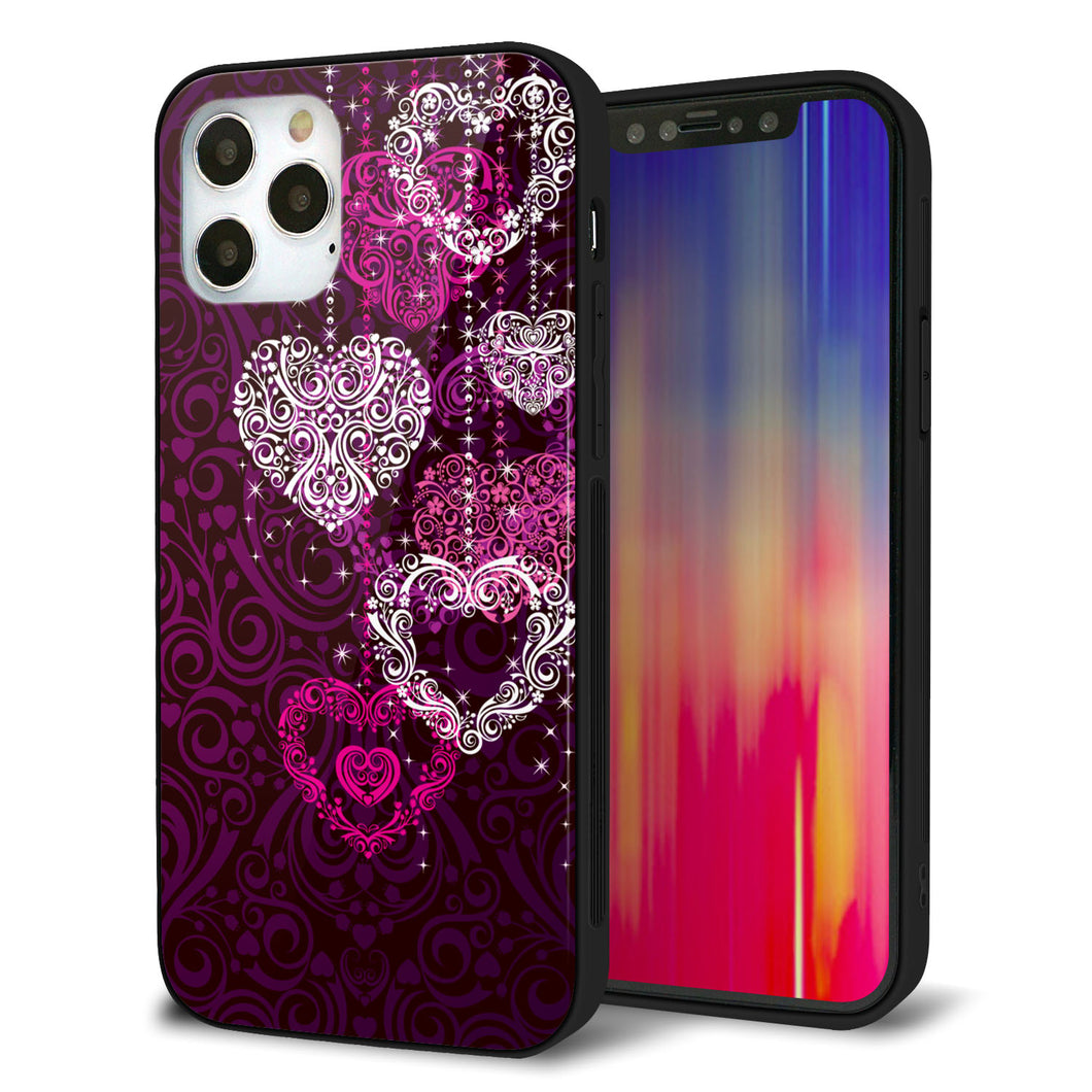 iPhone12 Pro 強化ガラス＆TPUスマホケース ガラプリ【468 ハートのシャンデリア】