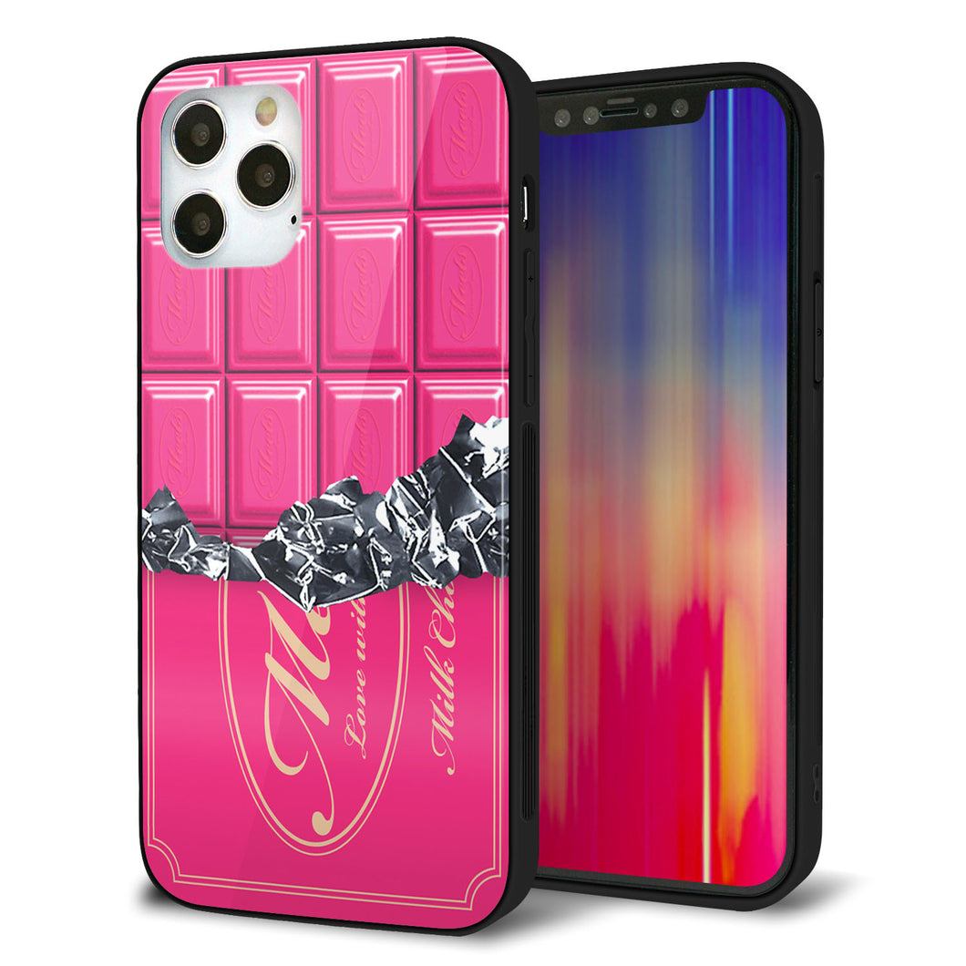 iPhone12 Pro 強化ガラス＆TPUスマホケース ガラプリ【555 板チョコ?ストロベリー】