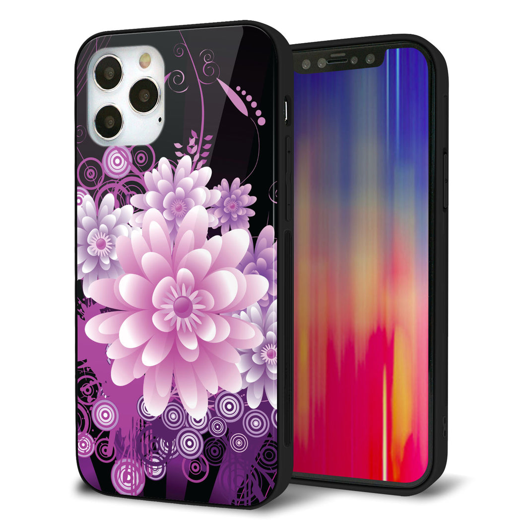 iPhone12 Pro 強化ガラス＆TPUスマホケース ガラプリ【564 3Dフラワー】