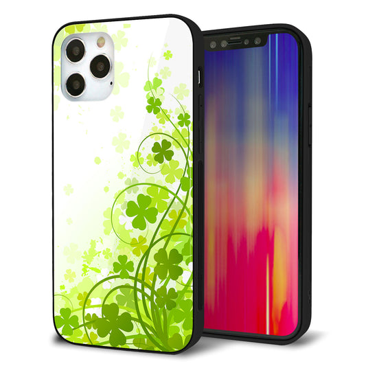 iPhone12 Pro 強化ガラス＆TPUスマホケース ガラプリ【565 四葉のクローバー】