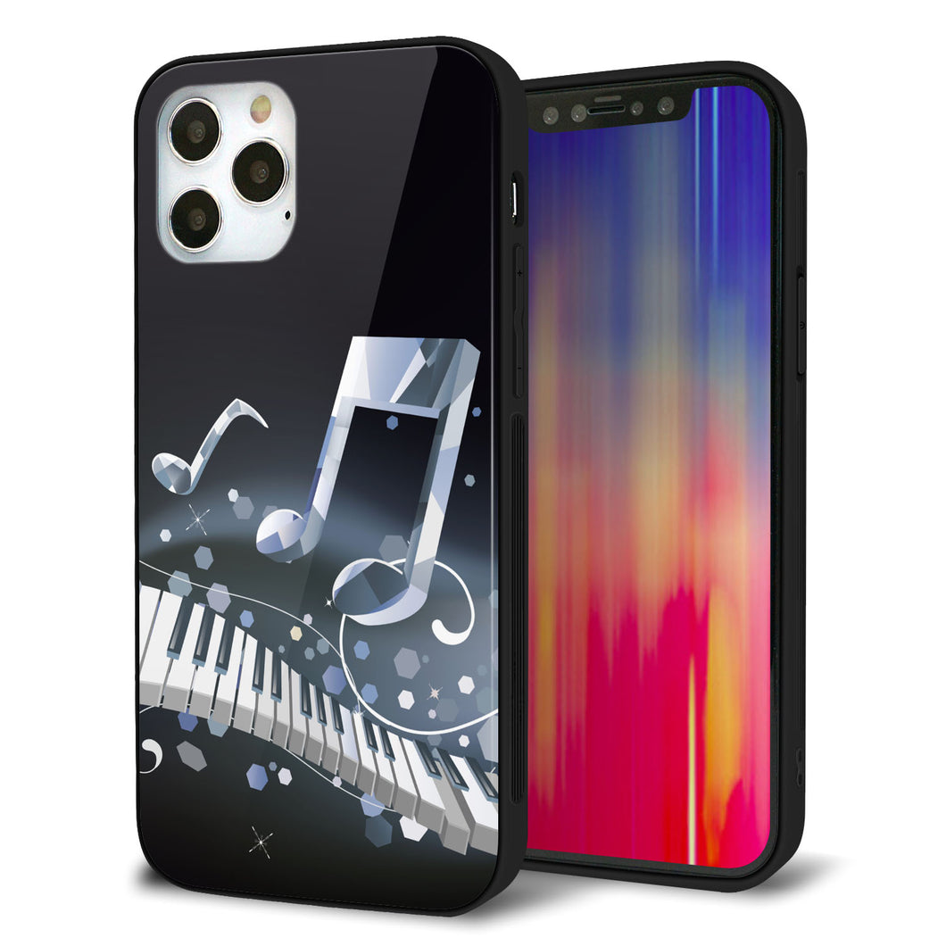 iPhone12 Pro 強化ガラス＆TPUスマホケース ガラプリ【575 鍵盤に踊る音】