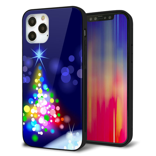 iPhone12 Pro 強化ガラス＆TPUスマホケース ガラプリ【720 白銀のクリスマスツリー】