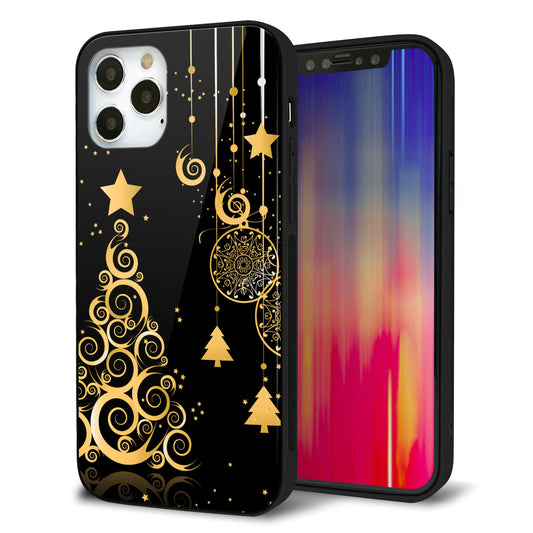 iPhone12 Pro 強化ガラス＆TPUスマホケース ガラプリ【721 その他のカラークリスマスツリー】