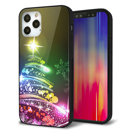 iPhone12 Pro 強化ガラス＆TPUスマホケース ガラプリ【722 レインボークリスマス】