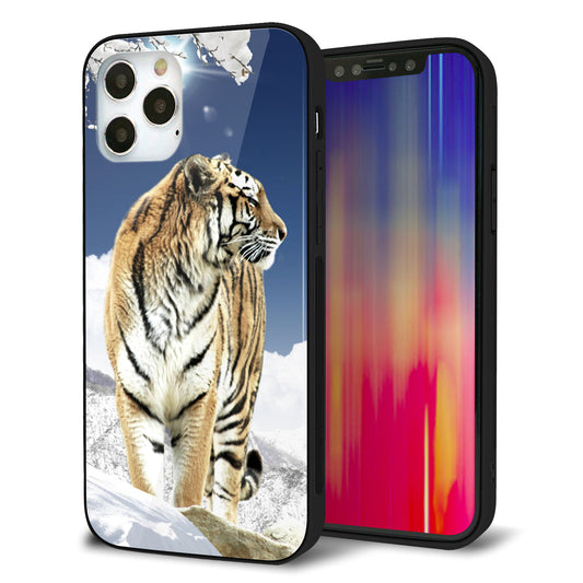 iPhone12 Pro 強化ガラス＆TPUスマホケース ガラプリ【793 雪山の虎】