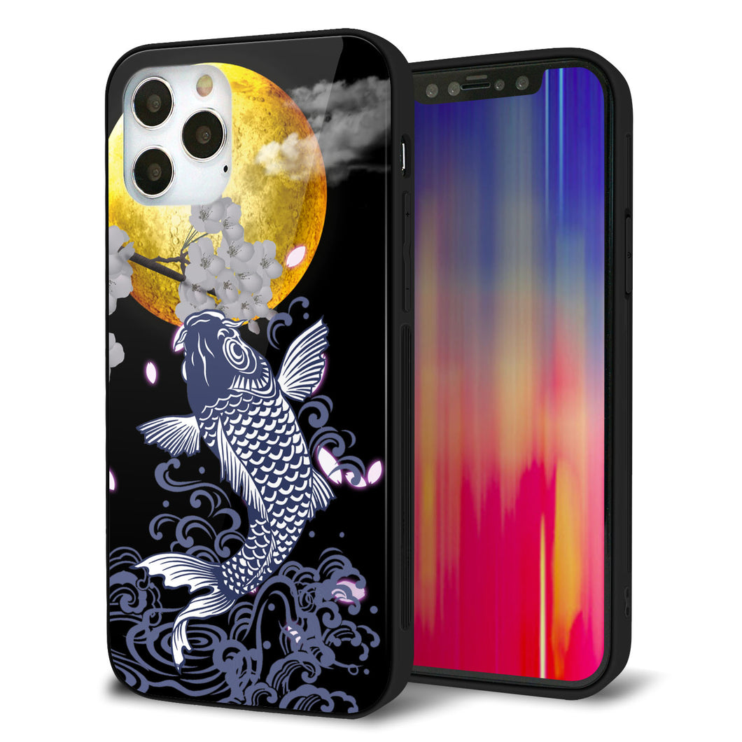 iPhone12 Pro 強化ガラス＆TPUスマホケース ガラプリ【1030 月と鯉】