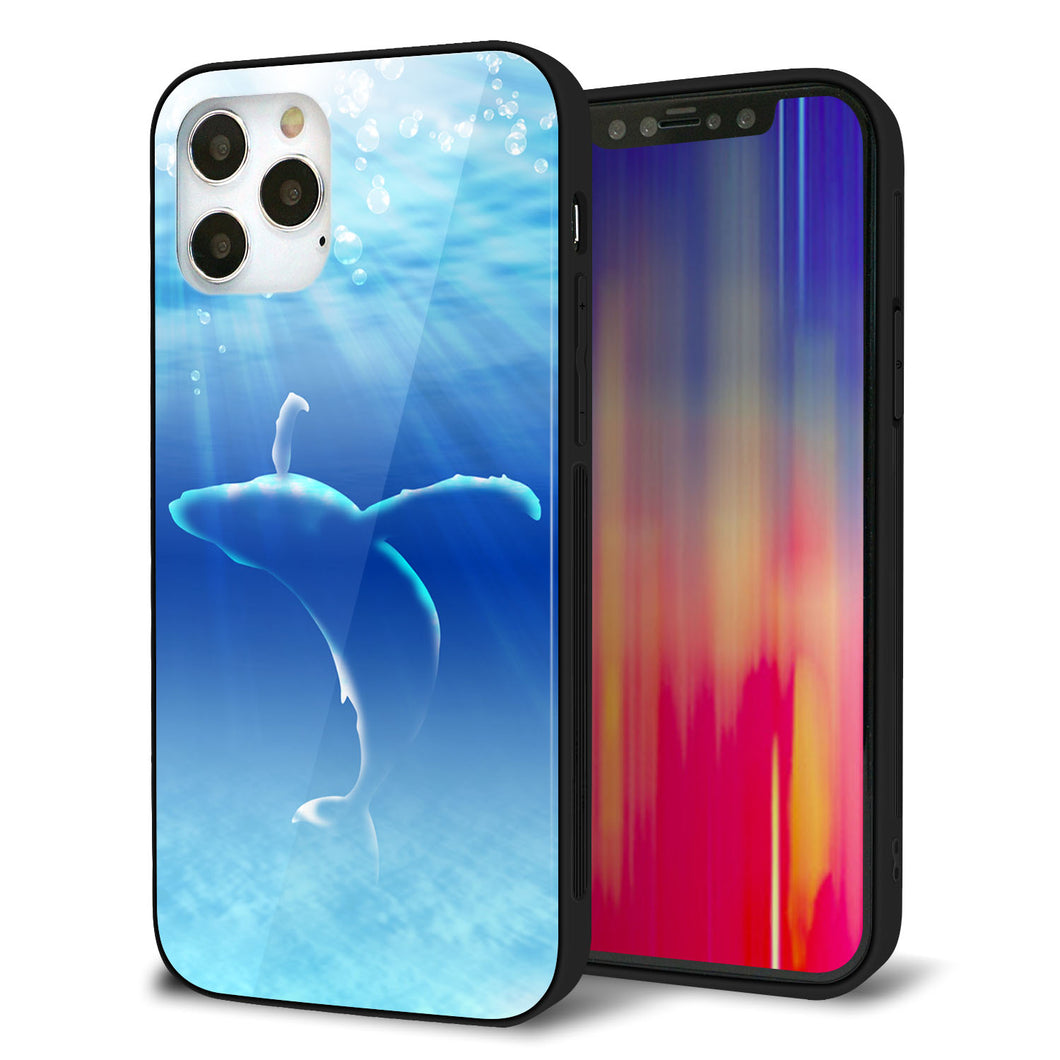 iPhone12 Pro 強化ガラス＆TPUスマホケース ガラプリ【1047 海の守り神くじら】