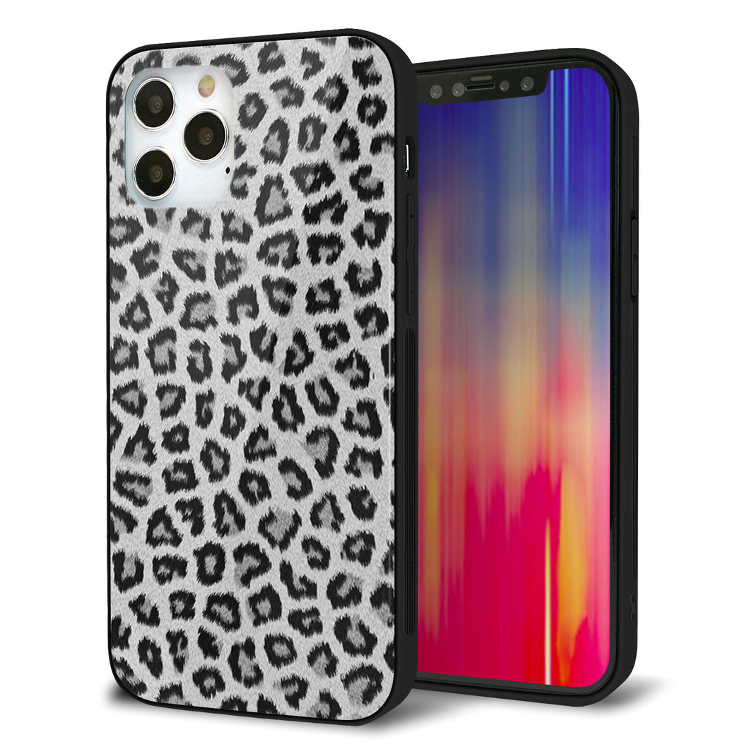 iPhone12 Pro 強化ガラス＆TPUスマホケース ガラプリ【1068 ヒョウ柄ベーシックSグレー】