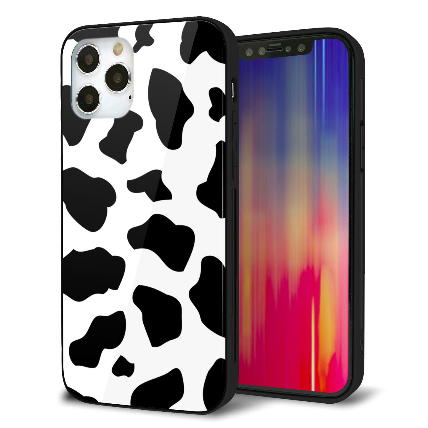 iPhone12 Pro 強化ガラス＆TPUスマホケース ガラプリ【1070 ダルメシアン（WH）】