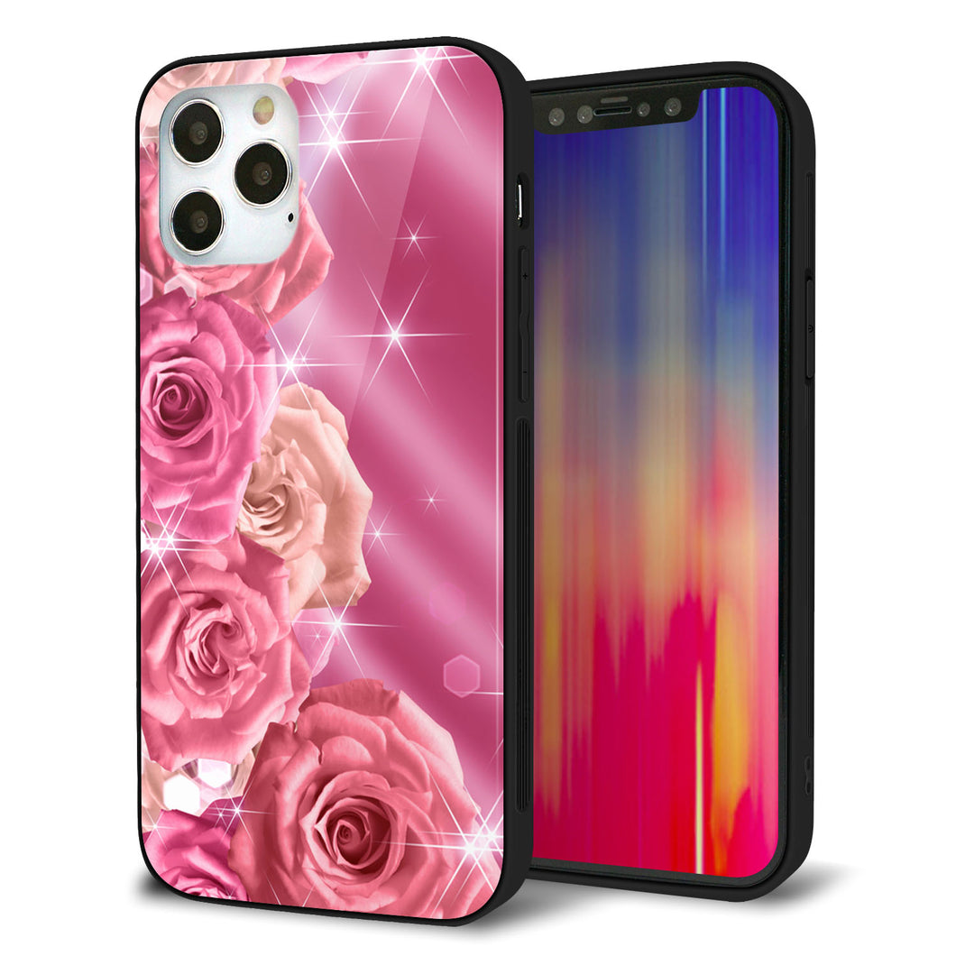 iPhone12 Pro 強化ガラス＆TPUスマホケース ガラプリ【1182 ピンクの薔薇に誘われて】