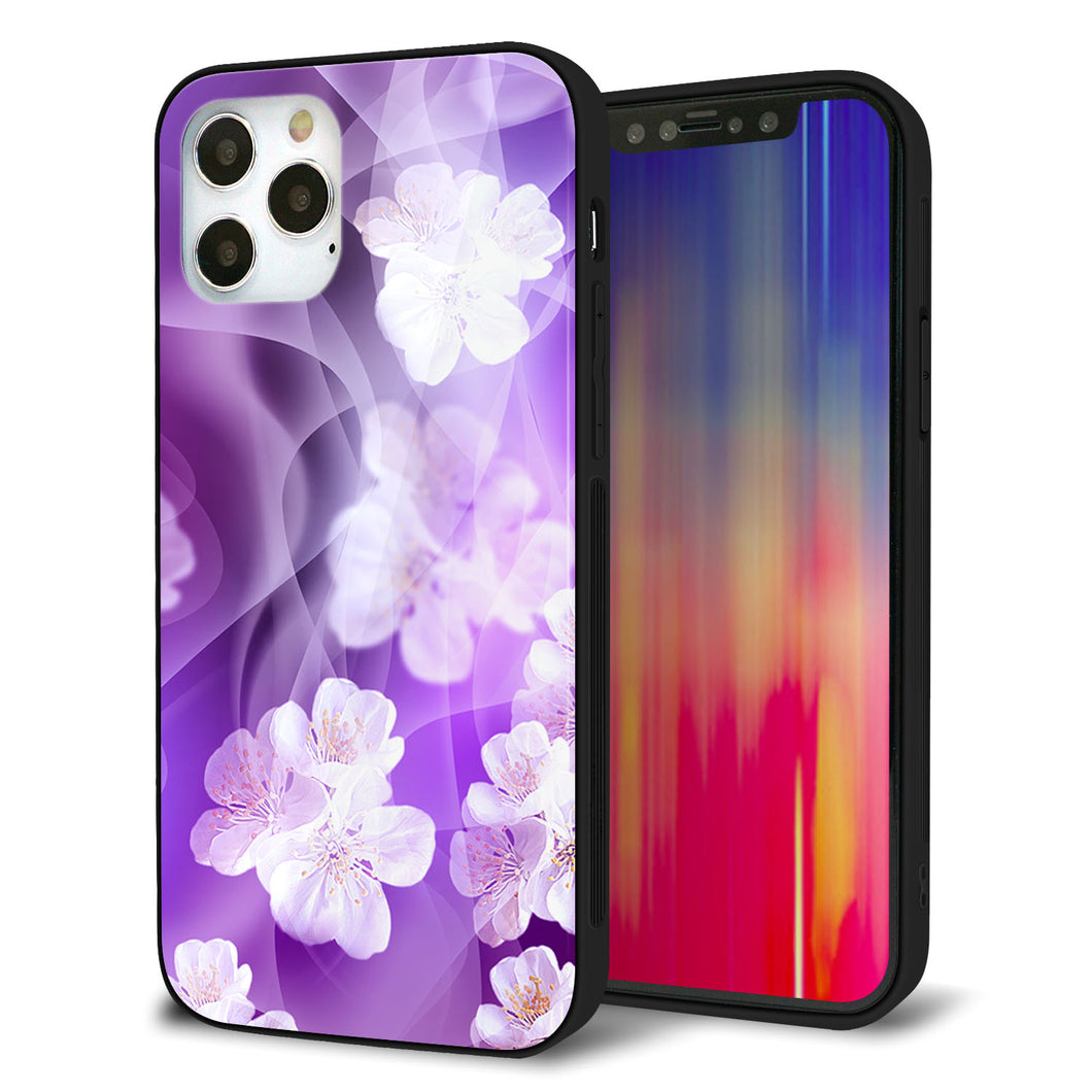 iPhone12 Pro 強化ガラス＆TPUスマホケース ガラプリ【1211 桜とパープルの風】