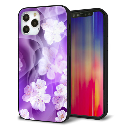 iPhone12 Pro 強化ガラス＆TPUスマホケース ガラプリ【1211 桜とパープルの風】