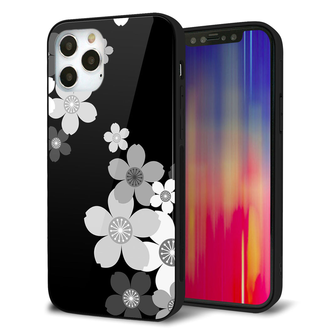 iPhone12 Pro 強化ガラス＆TPUスマホケース ガラプリ【1334 桜のフレーム】