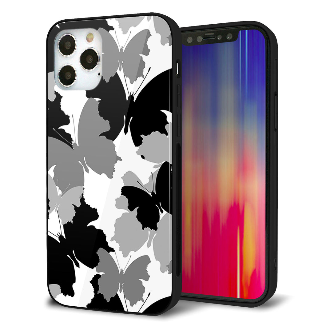 iPhone12 Pro 強化ガラス＆TPUスマホケース ガラプリ【1336 夜の蝶】