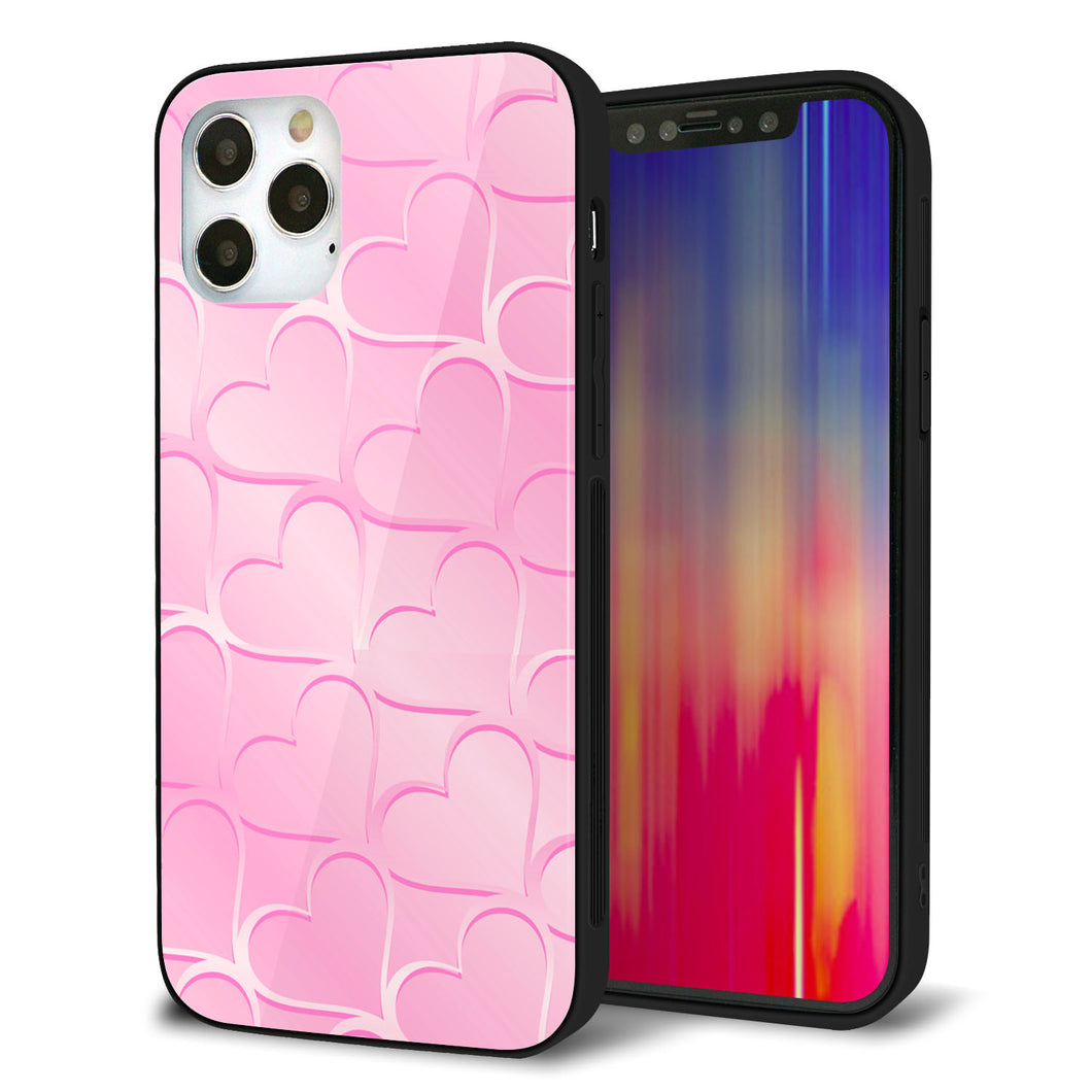 iPhone12 Pro 強化ガラス＆TPUスマホケース ガラプリ【1342 かくれハート（ピンク）】