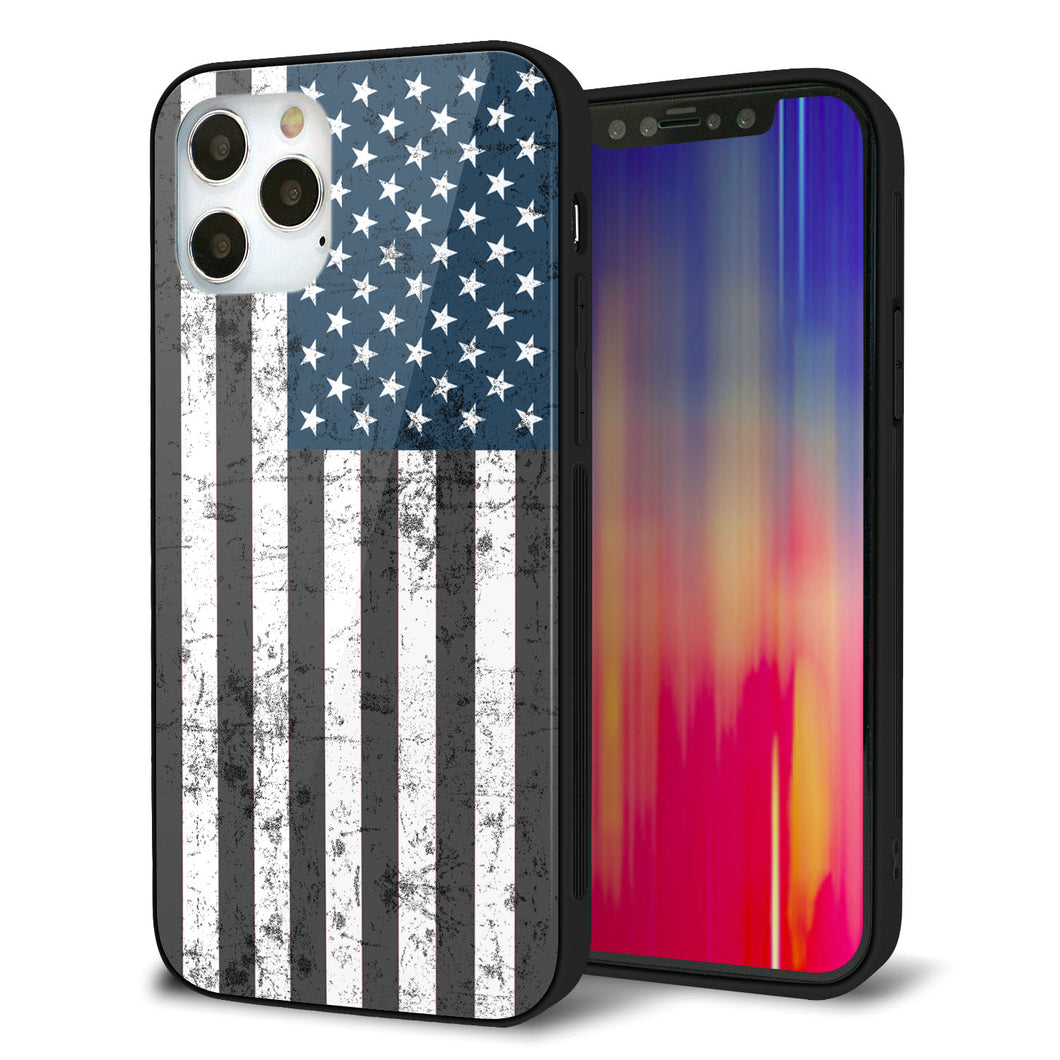 iPhone12 Pro 強化ガラス＆TPUスマホケース ガラプリ【EK864 アメリカンフラッグビンテージ】
