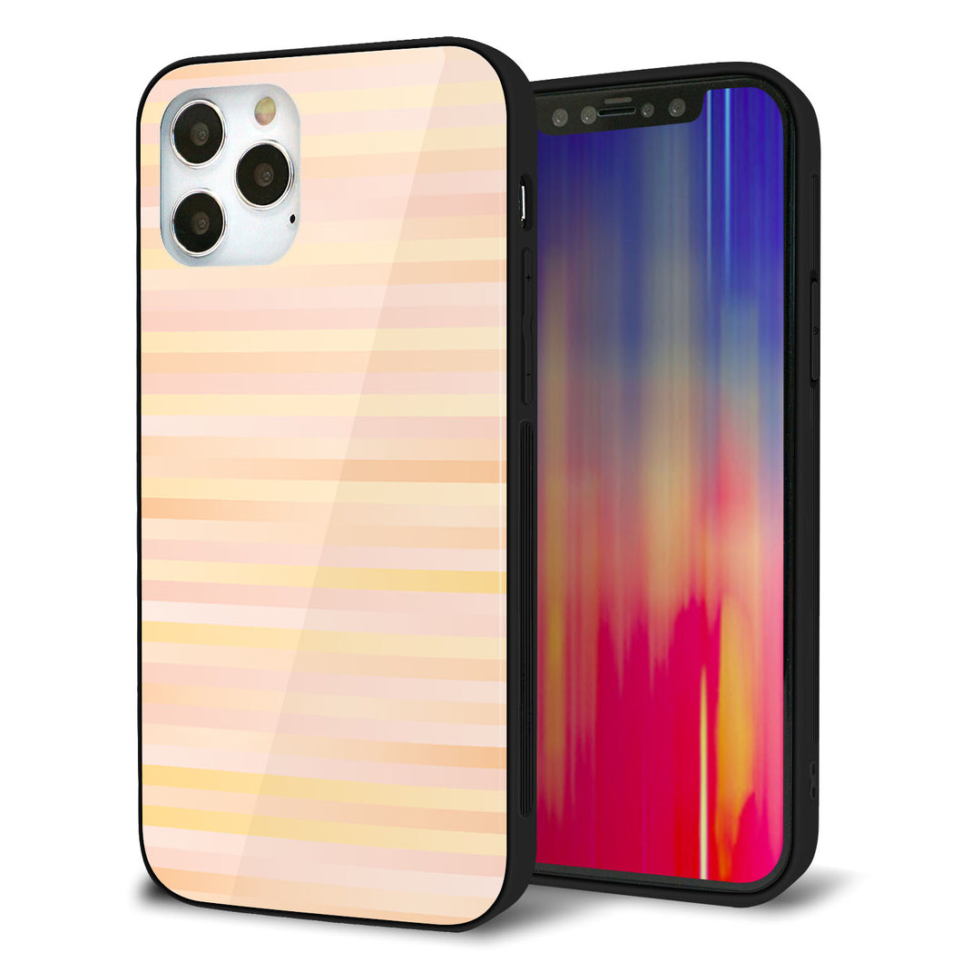 iPhone12 Pro 強化ガラス＆TPUスマホケース ガラプリ【IB909 グラデーションボーダー_オレンジ】