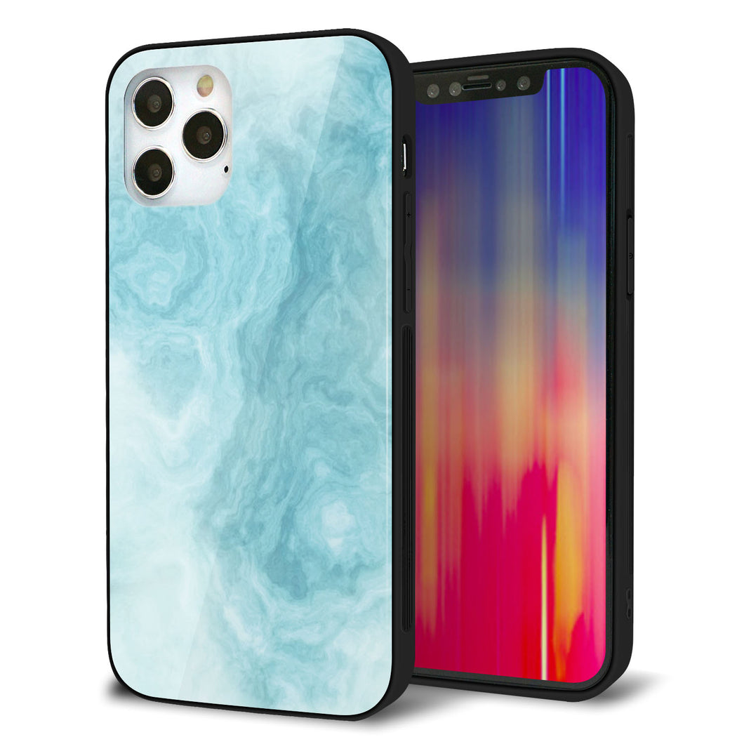 iPhone12 Pro 強化ガラス＆TPUスマホケース ガラプリ【KM868 大理石BL】