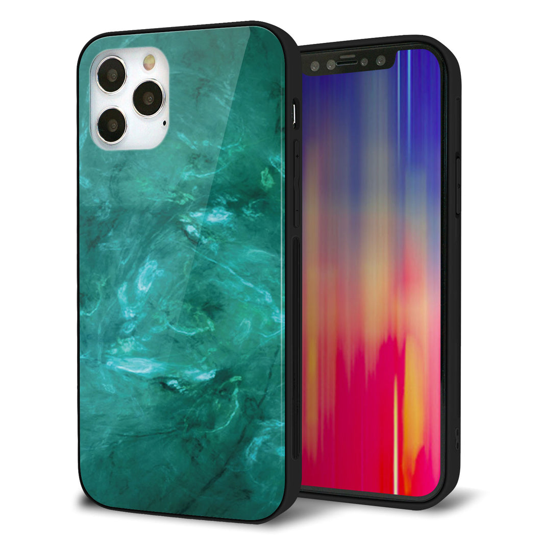 iPhone12 Pro 強化ガラス＆TPUスマホケース ガラプリ【KM869 大理石GR】