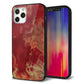 iPhone12 Pro 強化ガラス＆TPUスマホケース ガラプリ【KM870 大理石RD】