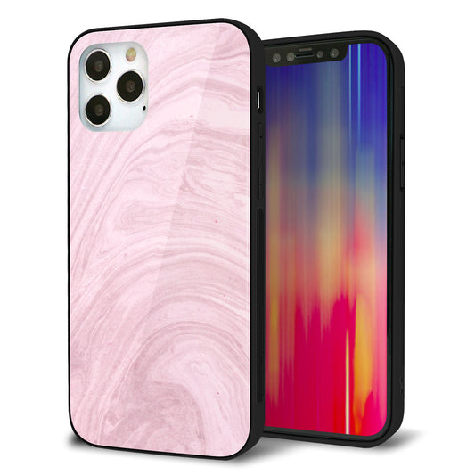 iPhone12 Pro 強化ガラス＆TPUスマホケース ガラプリ【KM873 大理石ラベンダー】