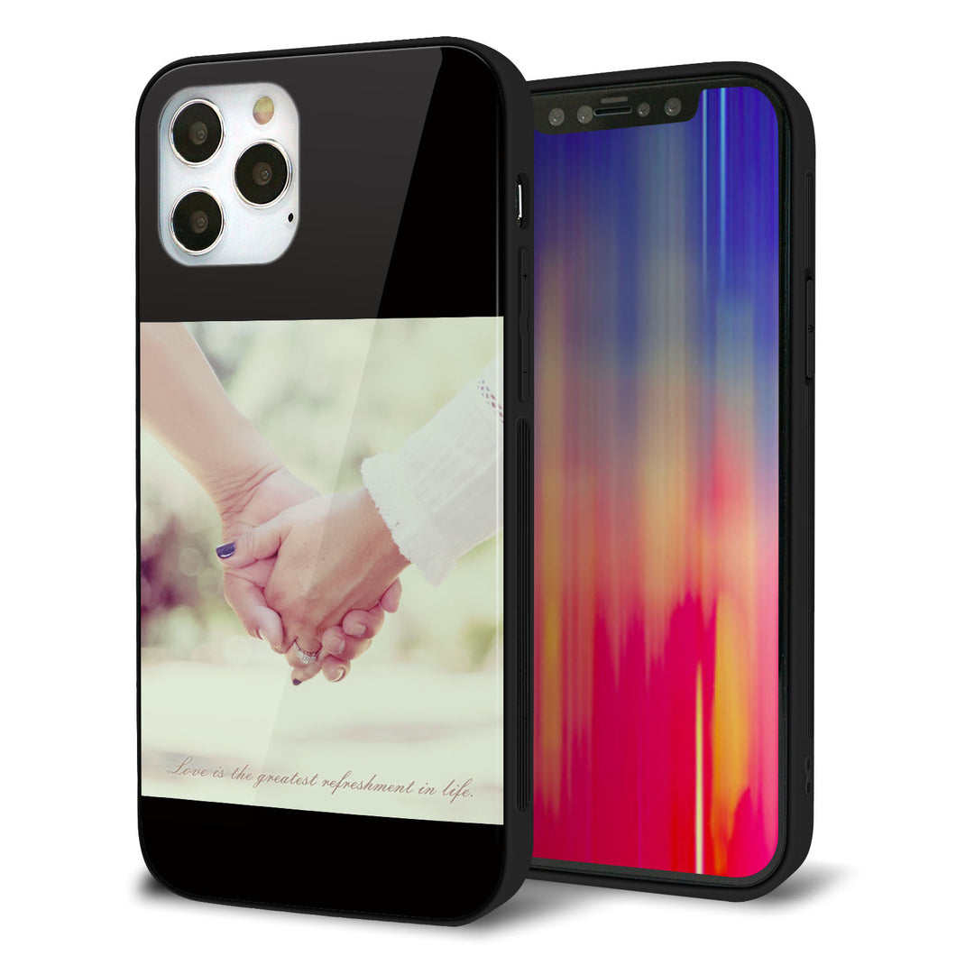 iPhone12 Pro 強化ガラス＆TPUスマホケース ガラプリ【KM875 カップル】