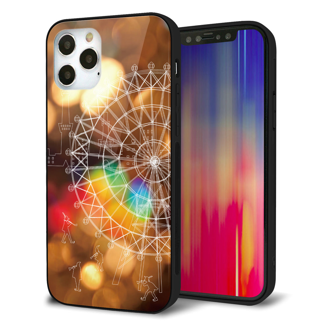 iPhone12 Pro 強化ガラス＆TPUスマホケース ガラプリ【KM884 観覧車と笛吹】