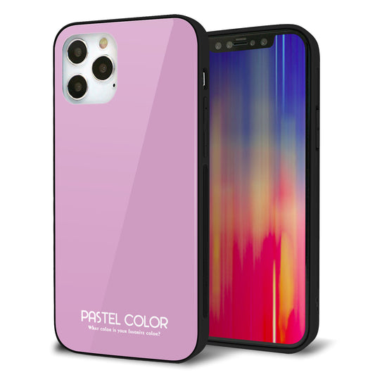 iPhone12 Pro 強化ガラス＆TPUスマホケース ガラプリ【KM901 パステルカラー(パステルラベンダー)】