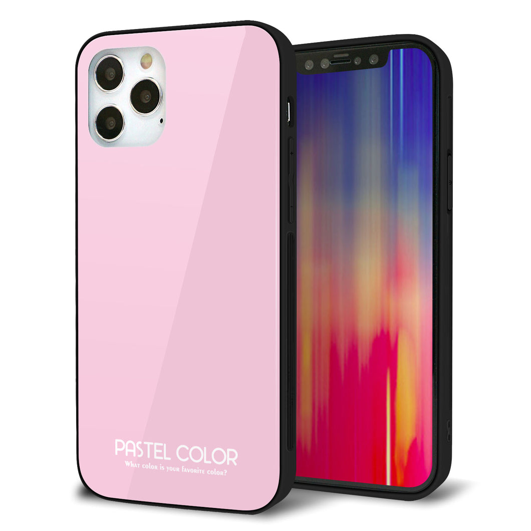 iPhone12 Pro 強化ガラス＆TPUスマホケース ガラプリ【KM903 パステルカラー(パステルローズピンク)】