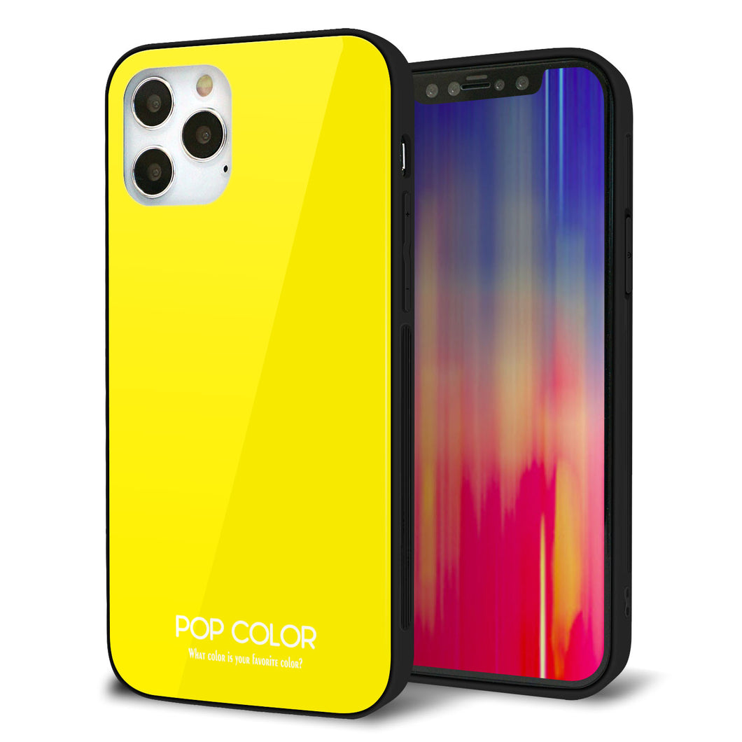 iPhone12 Pro 強化ガラス＆TPUスマホケース ガラプリ【KM904 ポップカラー(イエロー)】