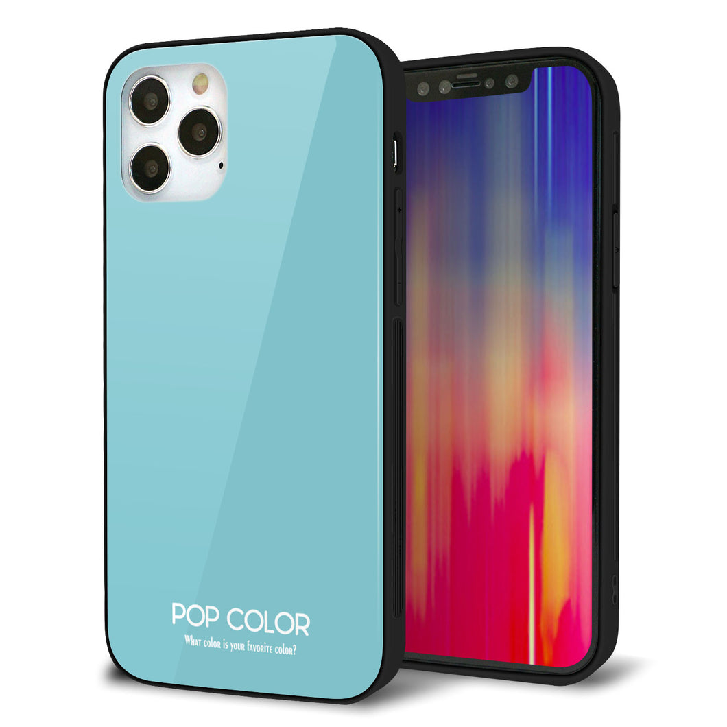 iPhone12 Pro 強化ガラス＆TPUスマホケース ガラプリ【KM905 ポップカラー(エメラルドブルー)】