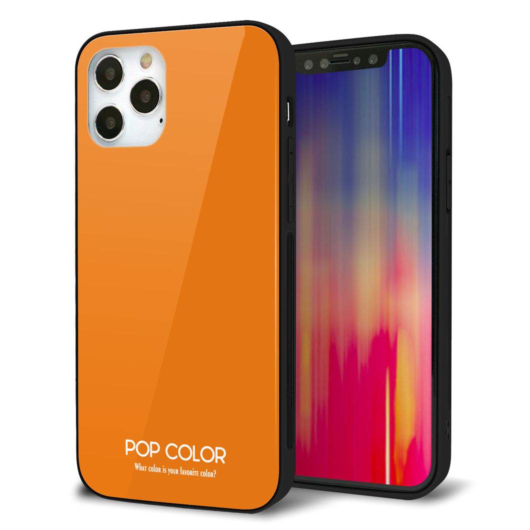 iPhone12 Pro 強化ガラス＆TPUスマホケース ガラプリ【KM906 ポップカラー(オレンジ)】