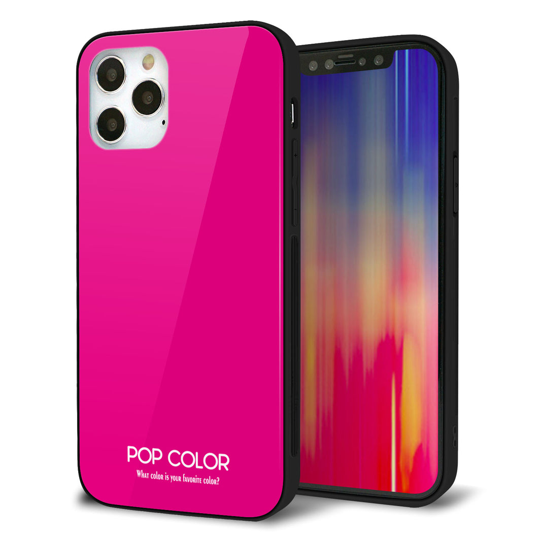 iPhone12 Pro 強化ガラス＆TPUスマホケース ガラプリ【KM910 ポップカラー(ピンク)】