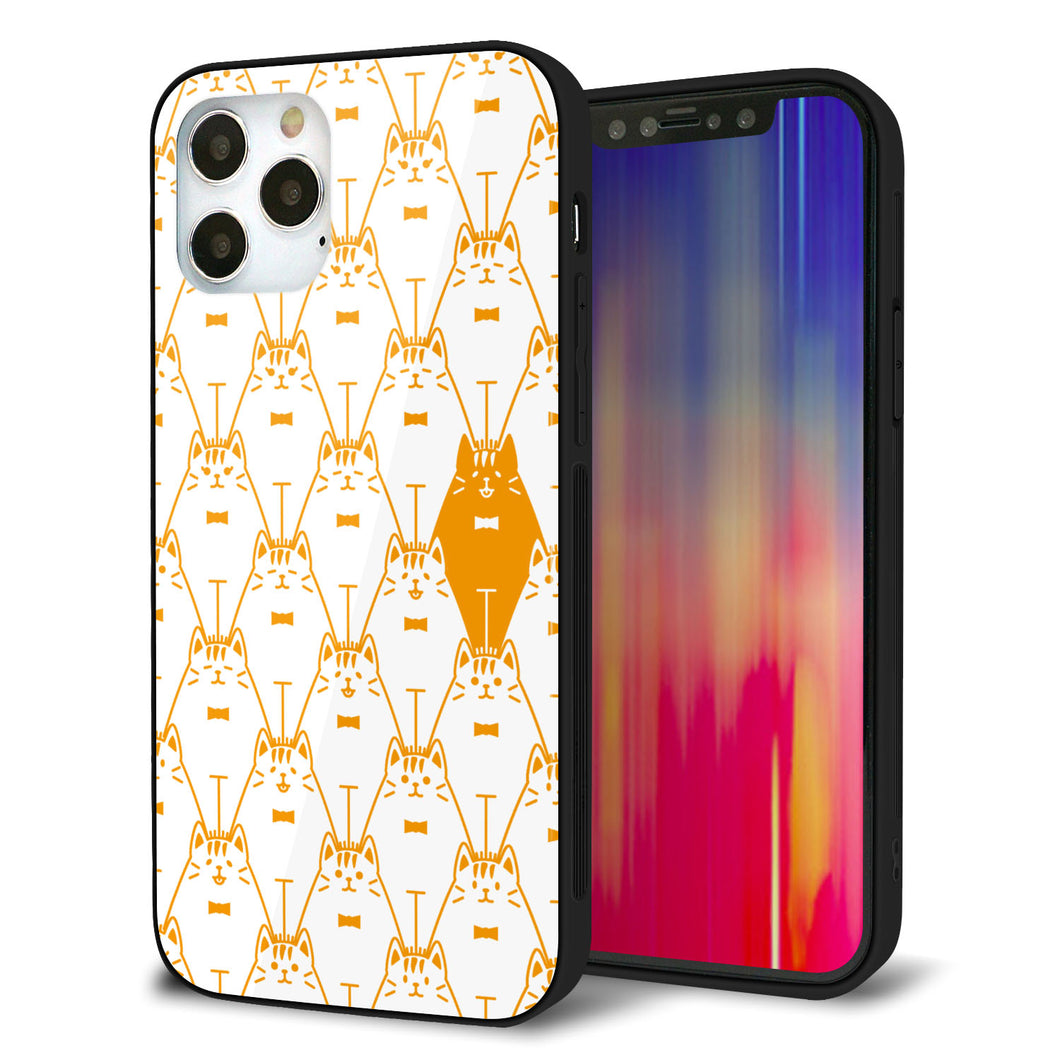 iPhone12 Pro 強化ガラス＆TPUスマホケース ガラプリ【MA915 パターン ネコ】
