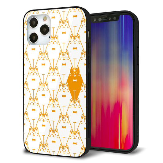 iPhone12 Pro 強化ガラス＆TPUスマホケース ガラプリ【MA915 パターン ネコ】