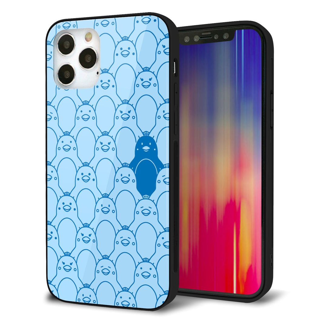 iPhone12 Pro 強化ガラス＆TPUスマホケース ガラプリ【MA917 パターン ペンギン】