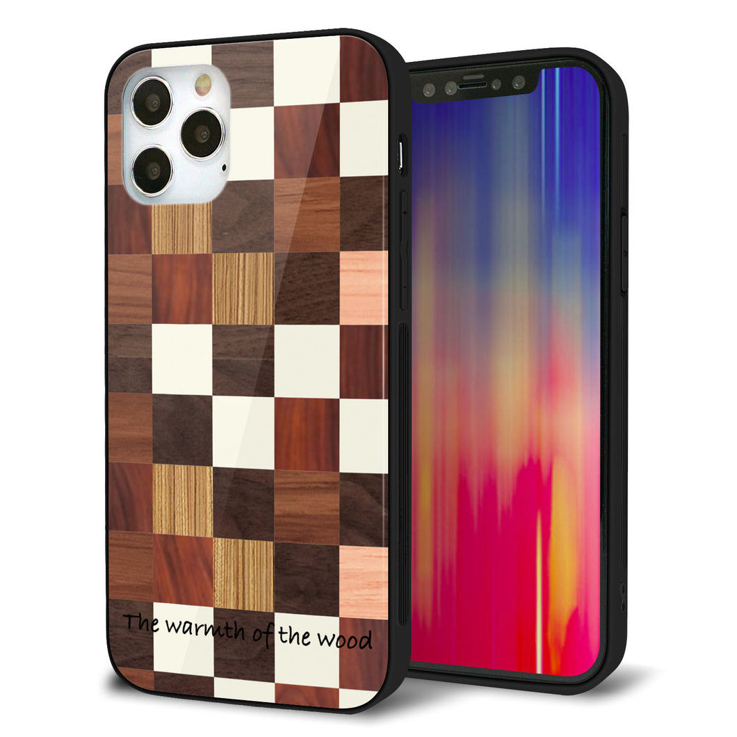 iPhone12 Pro 強化ガラス＆TPUスマホケース ガラプリ【MA929 寄木細工 チェッカー】