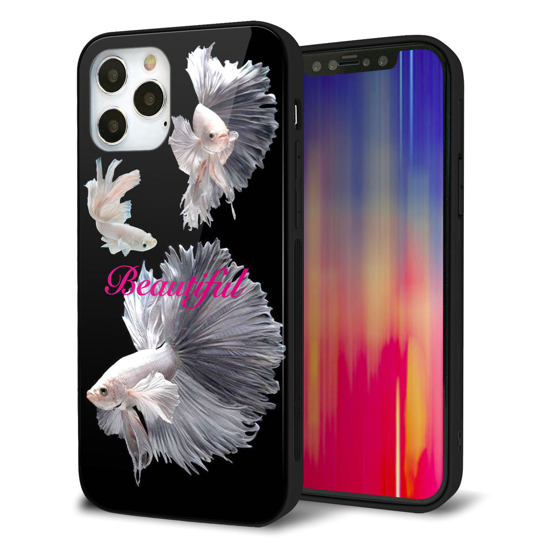 iPhone12 Pro 強化ガラス＆TPUスマホケース ガラプリ【MA957 金魚 B】