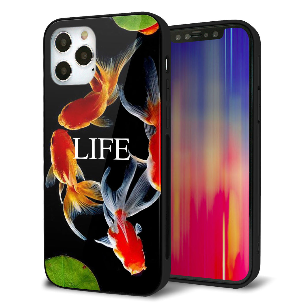 iPhone12 Pro 強化ガラス＆TPUスマホケース ガラプリ【MA958 金魚 C】