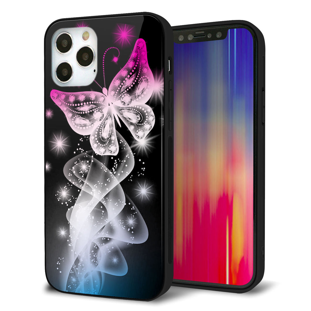 iPhone12 Pro 強化ガラス＆TPUスマホケース ガラプリ【MA989 蝶A】
