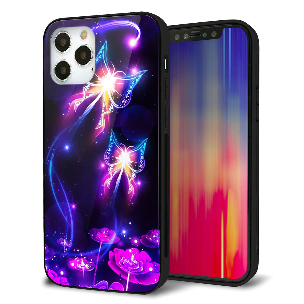 iPhone12 Pro 強化ガラス＆TPUスマホケース ガラプリ【MA990 蝶B】