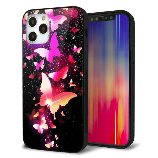 iPhone12 Pro 強化ガラス＆TPUスマホケース ガラプリ【MA991 蝶C】