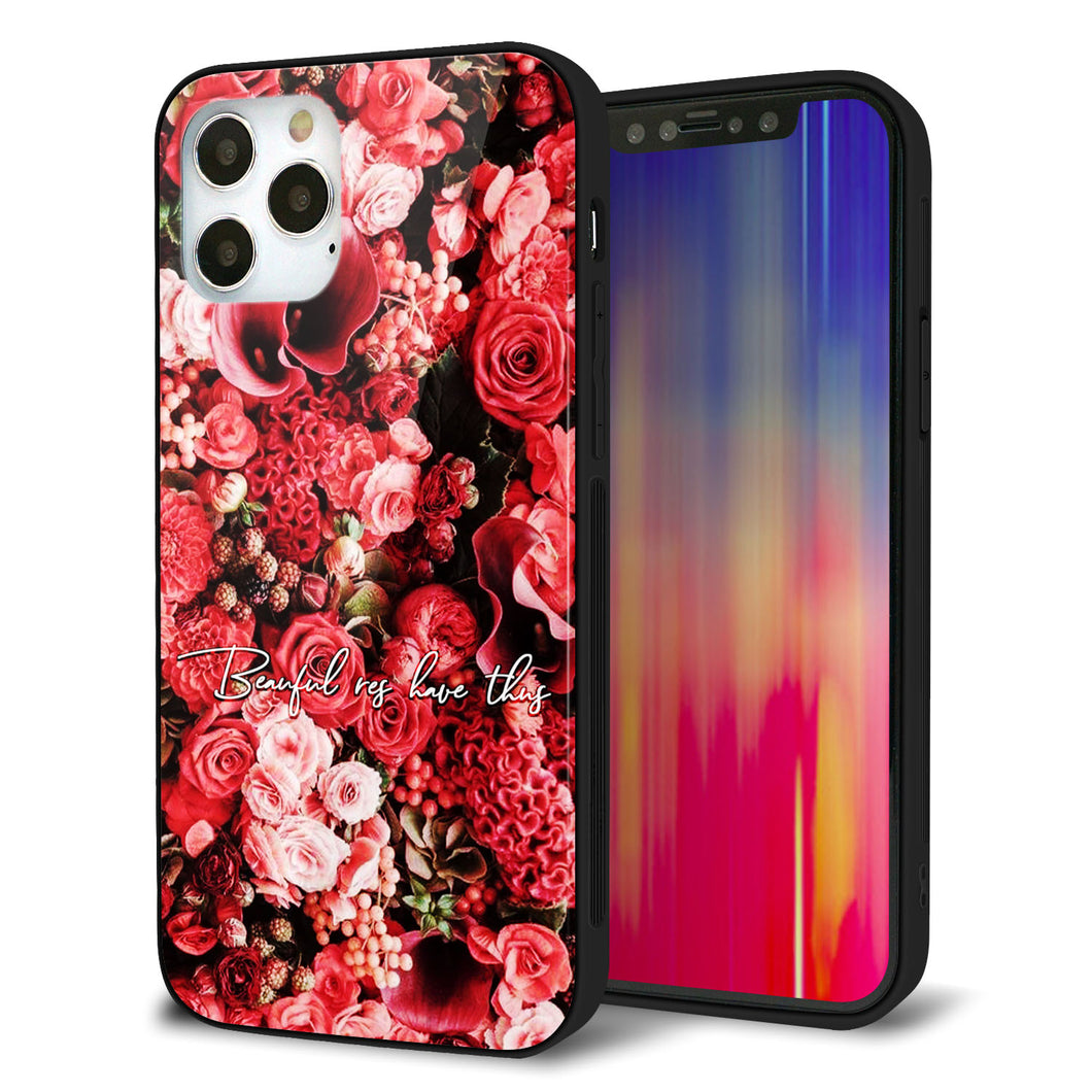 iPhone12 Pro 強化ガラス＆TPUスマホケース ガラプリ【MA992 フラワーA】