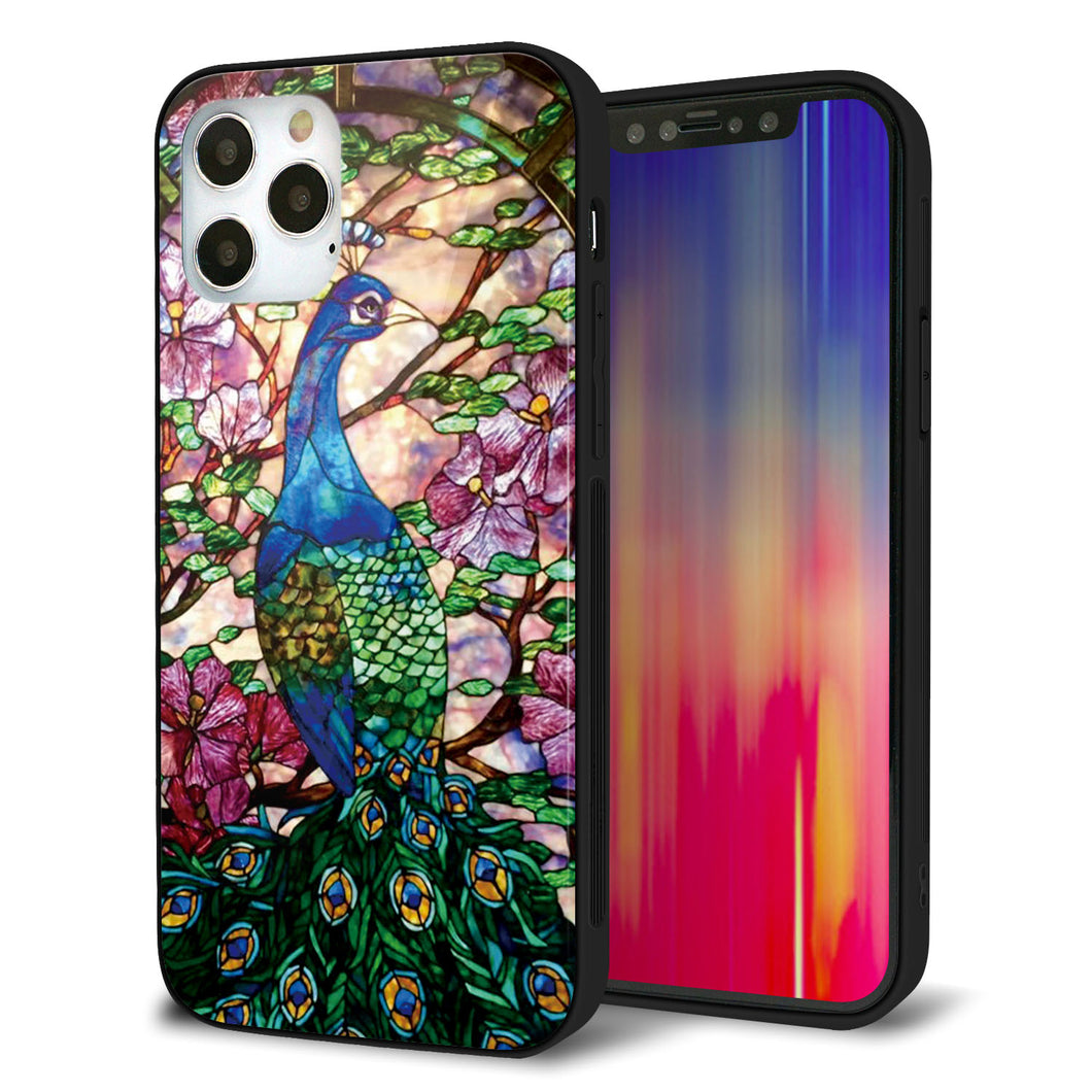 iPhone12 Pro 強化ガラス＆TPUスマホケース ガラプリ【MA996 ステンドグラス クジャク】
