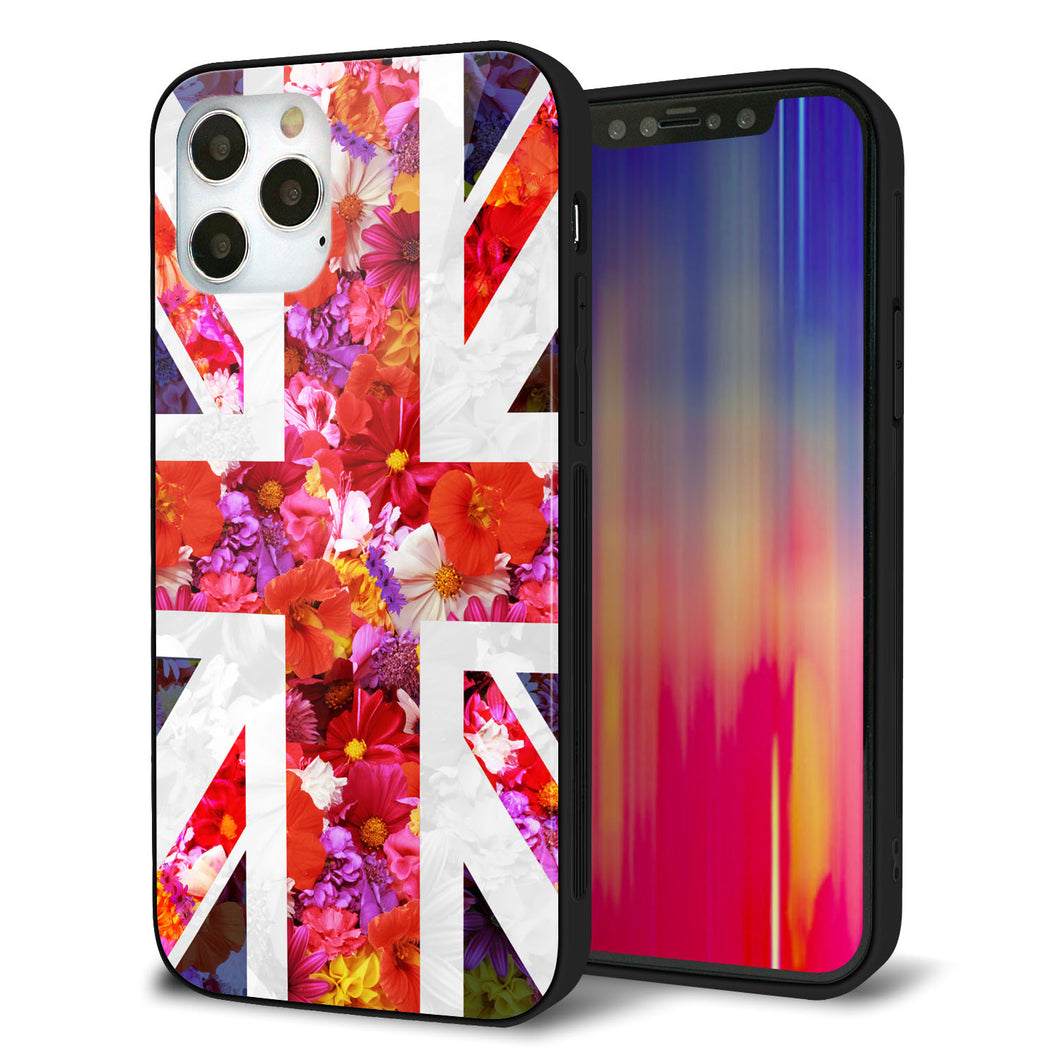 iPhone12 Pro 強化ガラス＆TPUスマホケース ガラプリ【SC801 ユニオンジャック リアルフラワー】