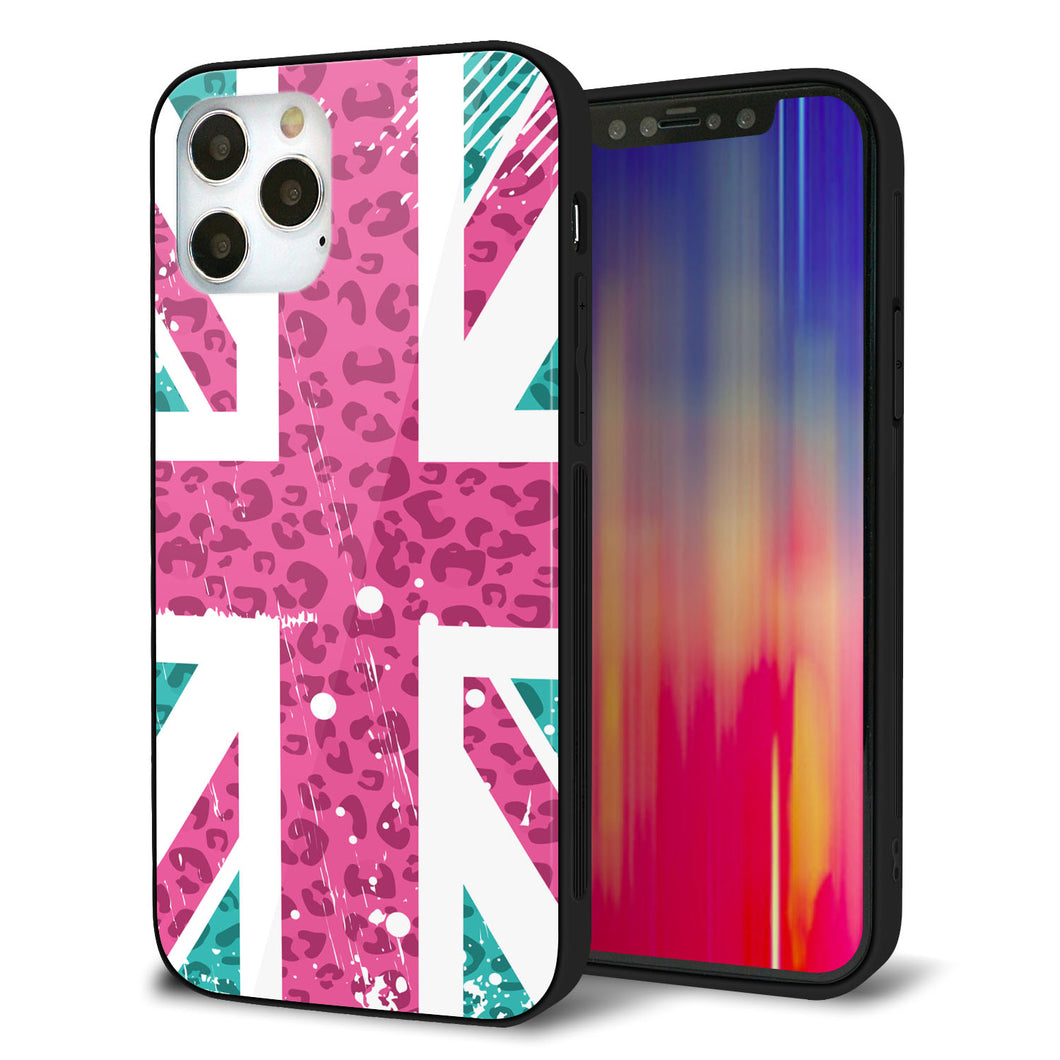 iPhone12 Pro 強化ガラス＆TPUスマホケース ガラプリ【SC807 ユニオンジャック ピンクヒョウ柄】