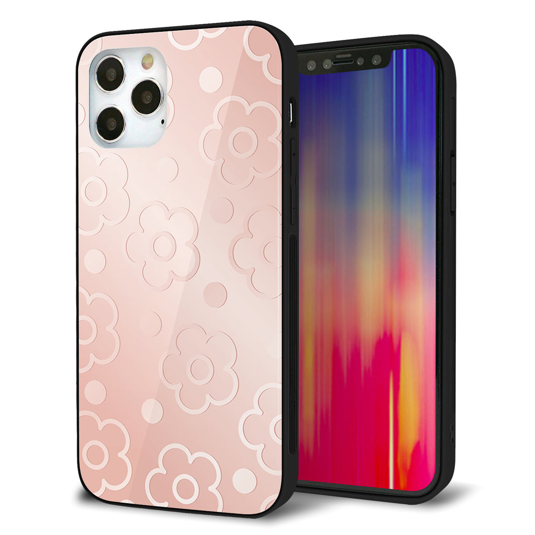 iPhone12 Pro 強化ガラス＆TPUスマホケース ガラプリ【SC843 エンボス風デイジーシンプル（ローズピンク）】