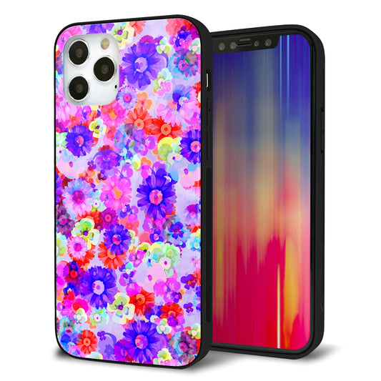 iPhone12 Pro 強化ガラス＆TPUスマホケース ガラプリ【SC868 リバティプリント フルールドパルファン（パープル）】